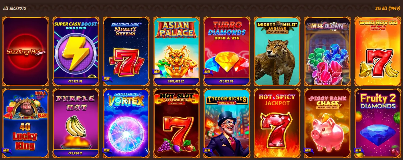 Jackpots overzicht op Alawin Casino