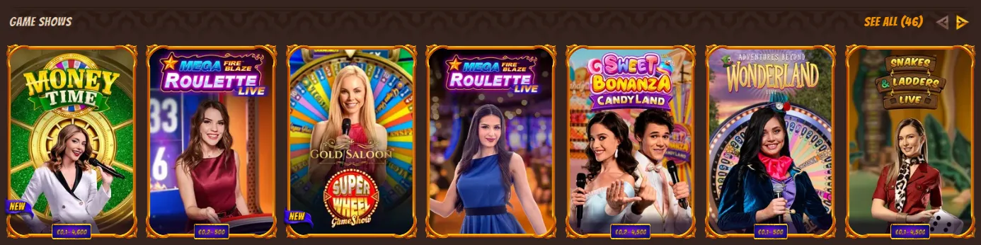 Live game shows bij Alawin Casino