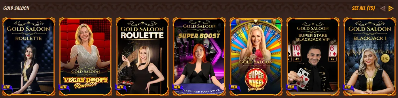 Gold Saloon live games in Alawin Casino