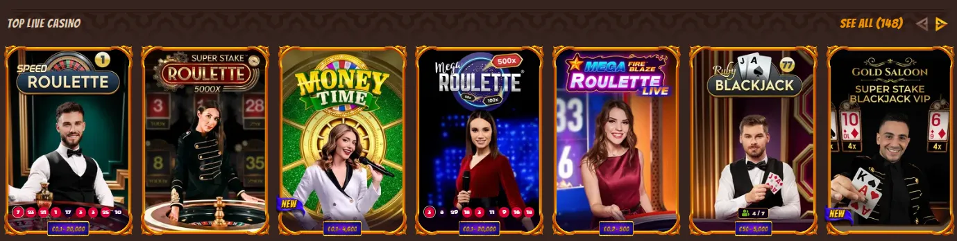 Top live casino spellen bij Alawin Casino